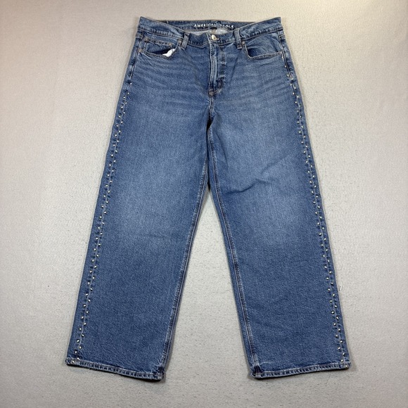American Eagle Outfitters Denim - American Eagle Stretch Studded Stovepipe Jeans Size 12 Regular High- Rise Woman